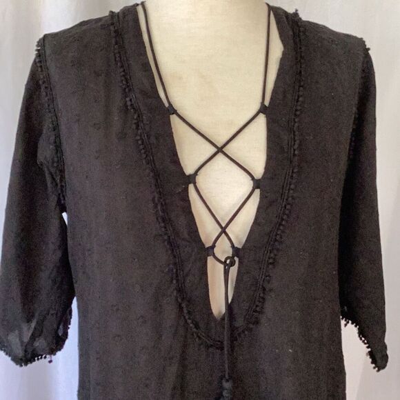 Robin Piccone Natalie Black Beach Cover Up Tunic Women’s XS - Picture 4 of 12
